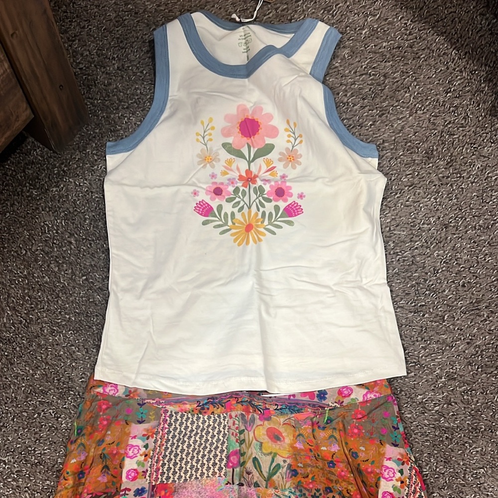 Floral Patchwork Skirt and matching top-  Multicolor